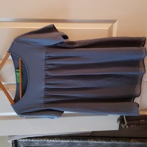 LOGO Lori Goldstein Babydoll Steel Blue Short Sleeve Top Sz XS